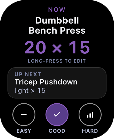 Apple Watch current exercise screen with ratings